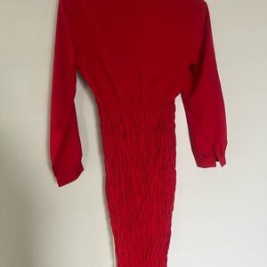 Elegant Red Long Sleeve Dress